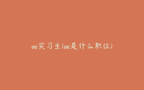 ae实习生(ae是什么职位)