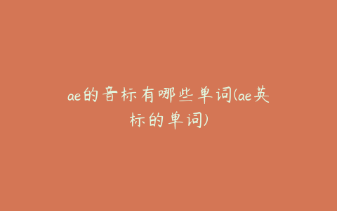 ae的音标有哪些单词(ae英标的单词)