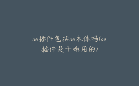 ae插件包括ae本体吗(ae插件是干嘛用的)