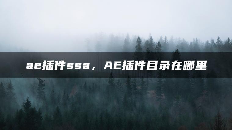 ae插件ssa，AE插件目录在哪里