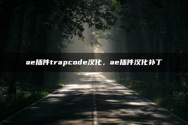 ae插件trapcode汉化，ae插件汉化补丁