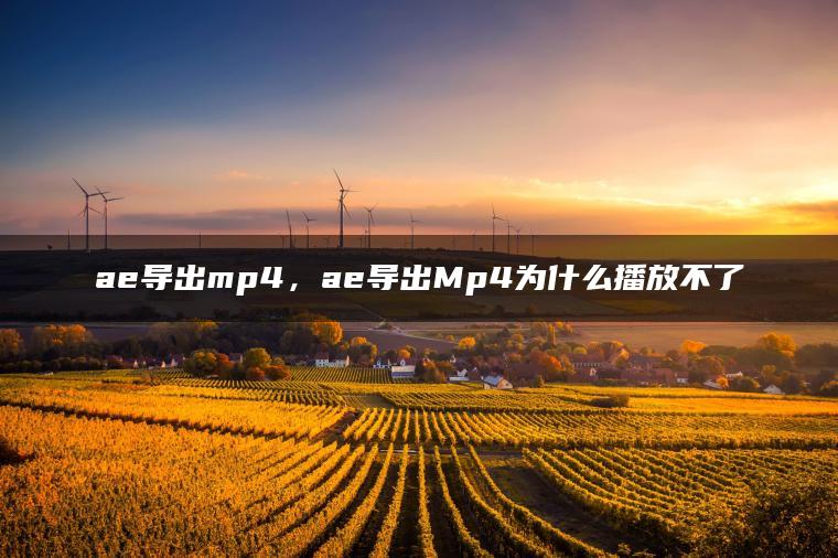 ae导出mp4，ae导出Mp4为什么播放不了