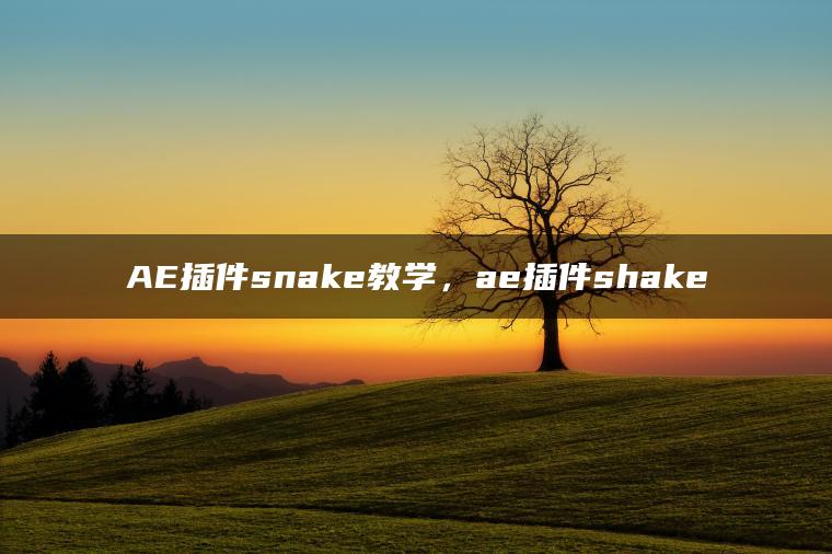 AE插件snake教学，ae插件shake