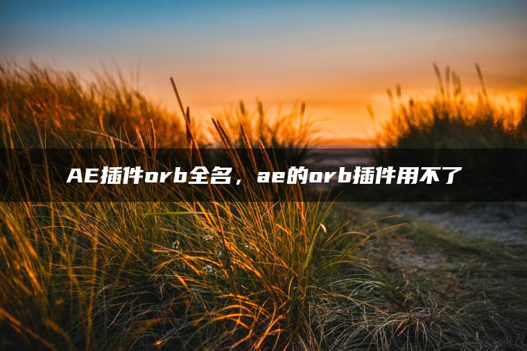 AE插件orb全名，ae的orb插件用不了