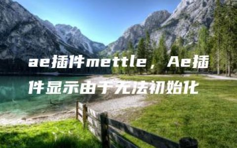 ae插件mettle，Ae插件显示由于无法初始化