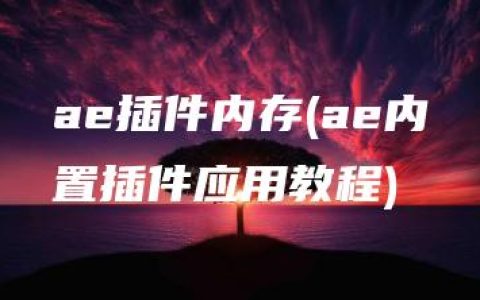 ae插件内存(ae内置插件应用教程)