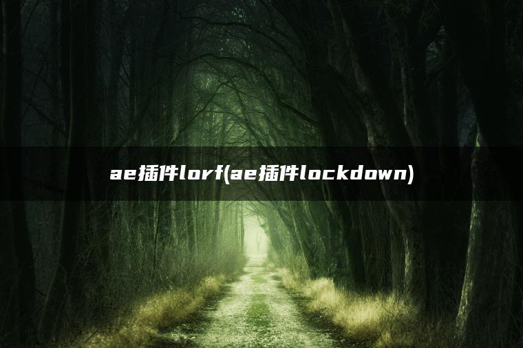 ae插件lorf(ae插件lockdown)