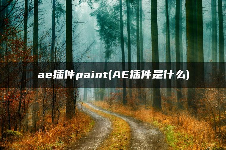 ae插件paint(AE插件是什么)