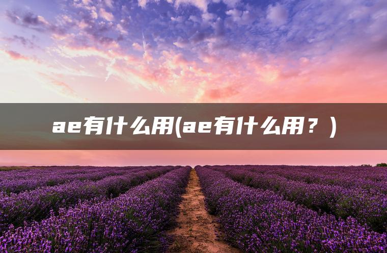 ae有什么用(ae有什么用？)