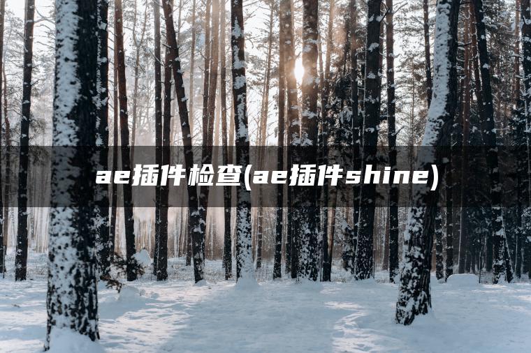 ae插件检查(ae插件shine)