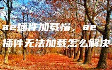 ae插件加载慢，ae插件无法加载怎么解决