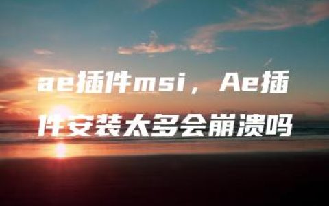 ae插件msi，Ae插件安装太多会崩溃吗