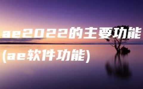 ae2022的主要功能(ae软件功能)