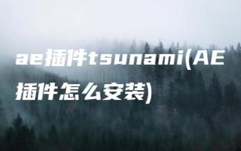 ae插件tsunami(AE插件怎么安装)