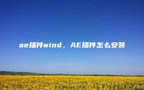 ae插件wind，AE插件怎么安装