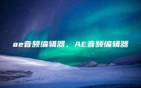 ae音频编辑器，AE音频编辑器