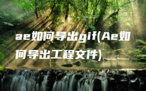 ae如何导出gif(Ae如何导出工程文件)