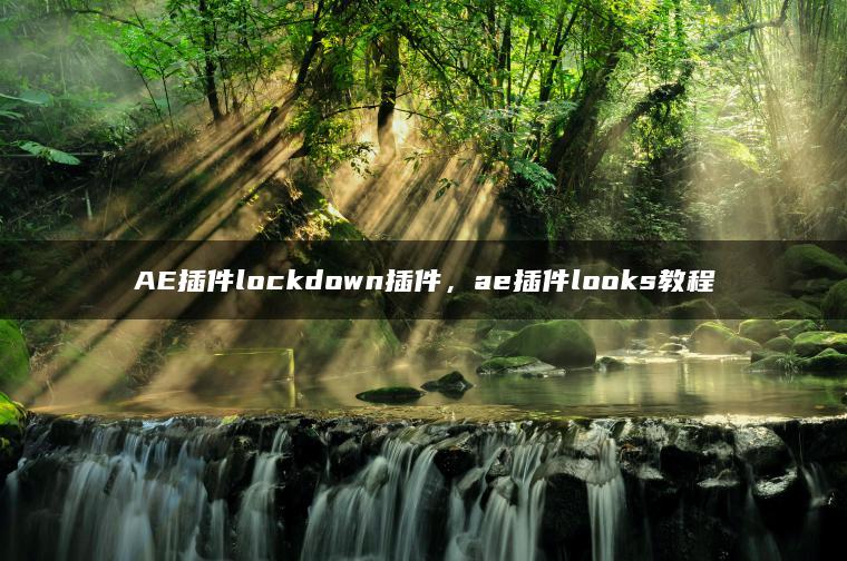 AE插件lockdown插件，ae插件looks教程