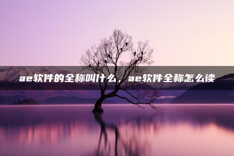 ae软件的全称叫什么，ae软件全称怎么读