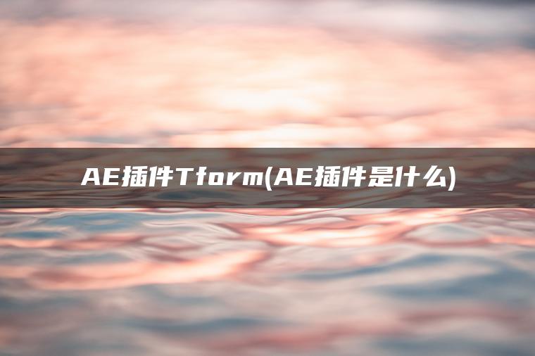 AE插件Tform(AE插件是什么)