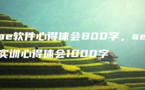 ae软件心得体会800字，ae实训心得体会1000字