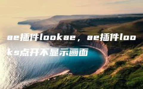 ae插件lookae，ae插件looks点开不显示画面