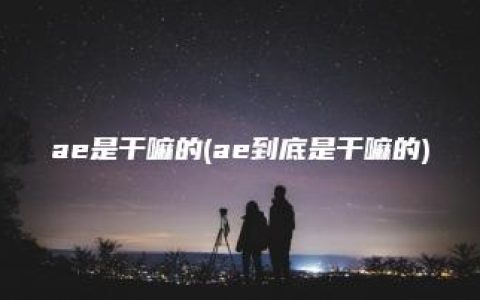 ae是干嘛的(ae到底是干嘛的)