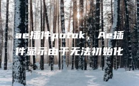 ae插件potok，Ae插件显示由于无法初始化