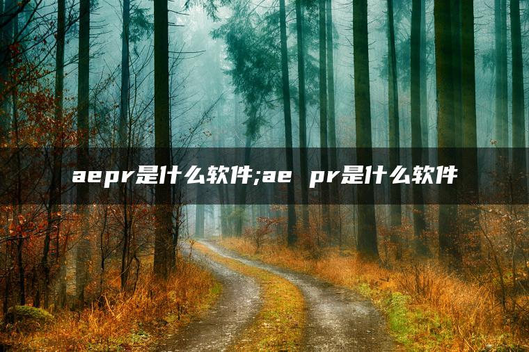 aepr是什么软件;ae pr是什么软件