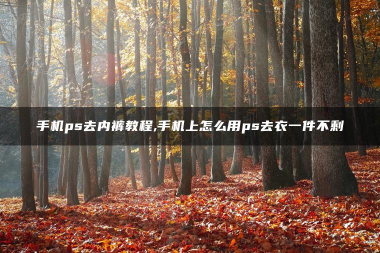 手机ps去内裤教程,手机上怎么用ps去衣一件不剩