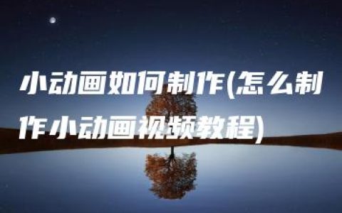 小动画如何制作(怎么制作小动画视频教程)