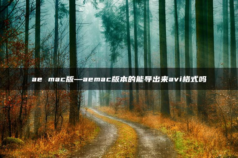 ae mac版—aemac版本的能导出来avi格式吗