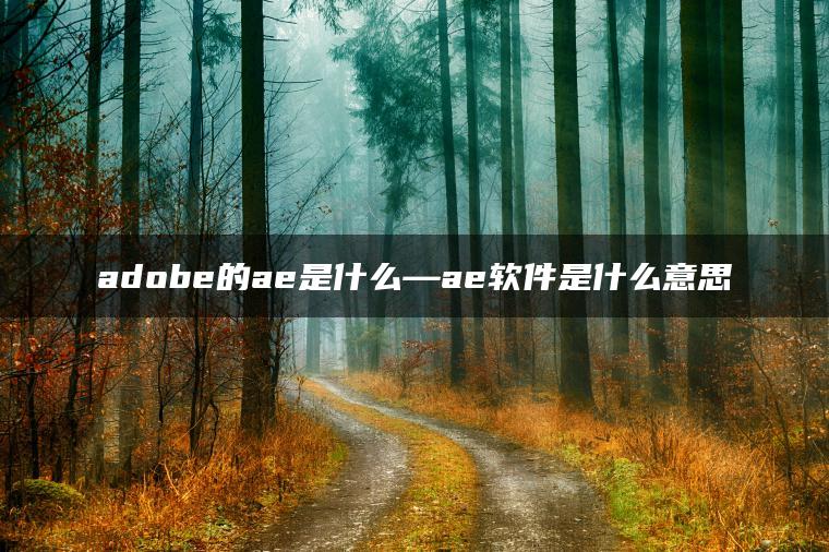 adobe的ae是什么—ae软件是什么意思