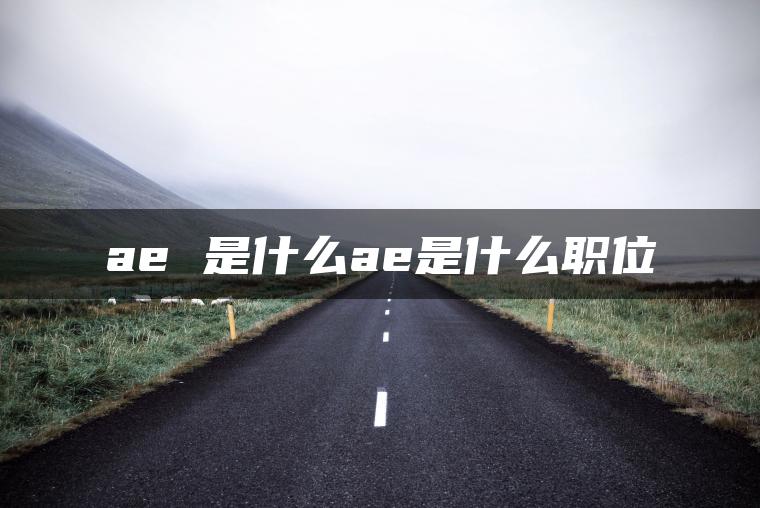 ae 是什么ae是什么职位